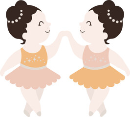 Children's horoscope icon. Children's zodiac. Zodiac sign Gemini illustration. Astrological horoscope symbol character for kids.
Vector illustration isolated on a white background.