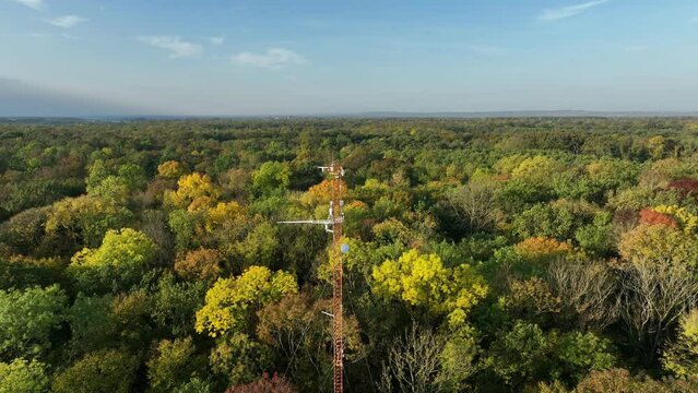 Science technology station forest weather meteorology monitoring measurements eddy covariance systems, scientist work consist anemometer scientific tower research, pyranometer solar irradiance