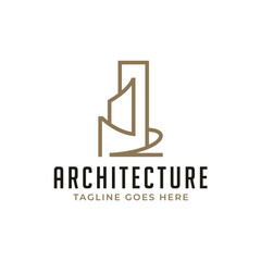 Luxury Urban Building Skyscraper Linear Logo Design