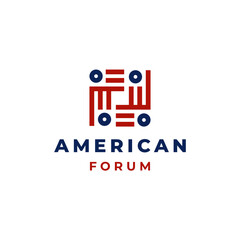 People Communtiy Talk Forum Logo. USA Flag Icon Vector Design Element