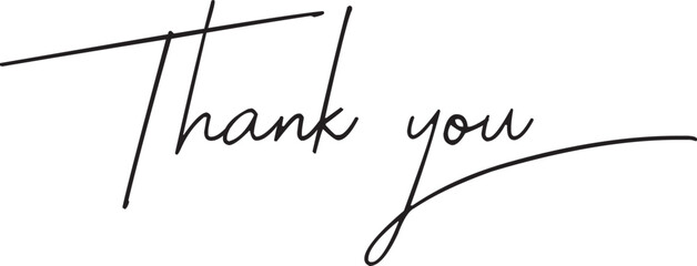 Thank you black text handwritten. Thank you black text white background vector. Thank you simple text.