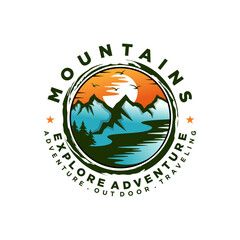 mountain adventure logo design vector template