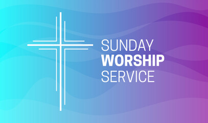 Sunday Worship Service Background Illustration with Christian Cross - obrazy, fototapety, plakaty