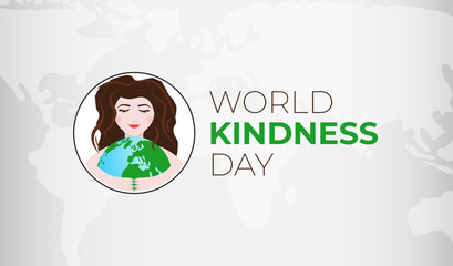 World Kindness  Day Illustration Background with Woman and Earth