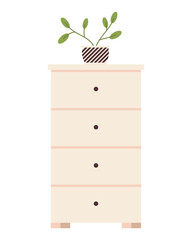 white drawer and houseplant
