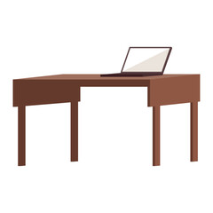 laptop in wooden desk