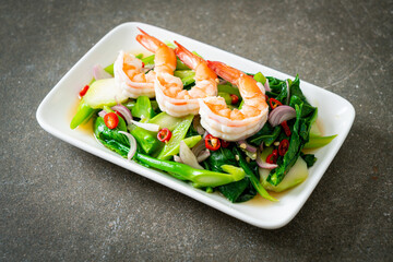 Spicy Chinese Kale Salad with Shrimp
