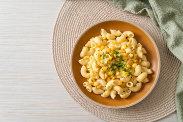 macaroni creamy corn cheese on plate