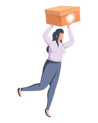 woman lifting medicine donation box