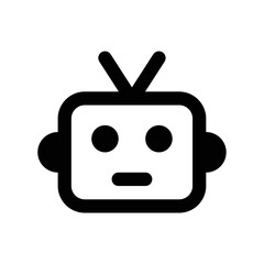 Bot program icon for digital assistant artificial intelligence technology in black outline style