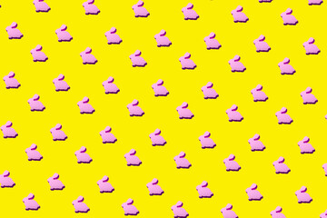 white rabbit pattern on the yellow background