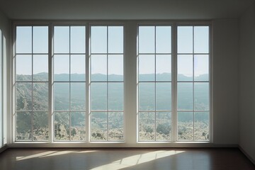 Naklejka na ściany i meble classic white room with window and a view