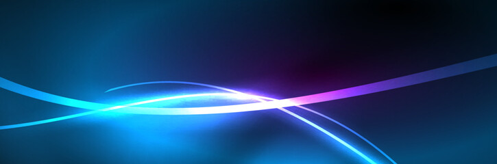 Neon glowing fluid wave lines, magic energy space light concept, abstract background wallpaper design