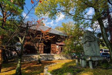 Sunny autumn landsacpe at Seiryo-ji Temple, Arashiyama