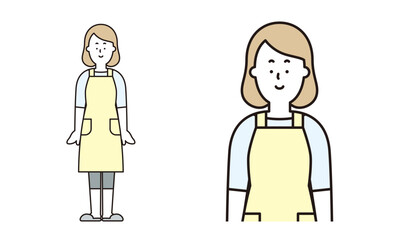 普通に立っているお母さんのイラスト素材。