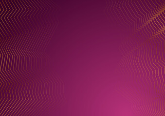 Golden curved wavy lines abstract luxury background. Vector purple design