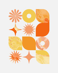 Various geometry shapes poster template design, orange gold
