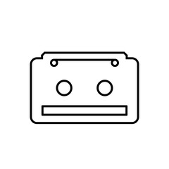 Cassette vector icon outline black EPS 10. Music audio sign. Retro audio cassette flat illustration. Analog media, recording and listening to stereo music. Symbol isolated on white for web, app, dev