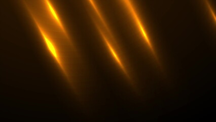 Abstract black background with orange neon glowing stripes