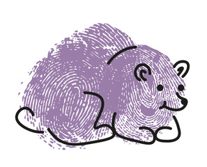 Thumbprint drawing of polar bear portrait vector