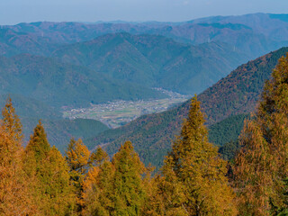 Aerial view of the Iwakura cityscape from Mount Hiei