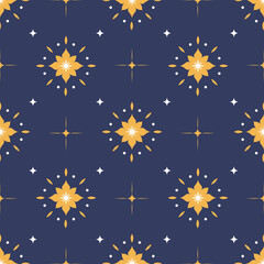 Fototapeta na wymiar Glowing star and rays seamless pattern or print