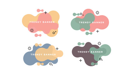 Liquid Abstract shapes set. Isolated Flat Vector background illustration. Various colors modern template.