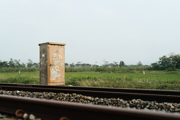 Fototapeta na wymiar Railroad railway leading lines in the morning
