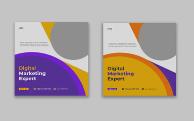 Creative marketing agency social media post and banner template