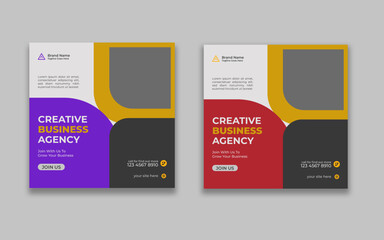 Creative marketing agency social media post and banner template
