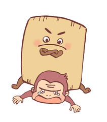 さるかに合戦で成敗されるお猿のイラスト