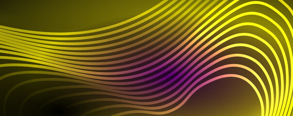 Techno neon wave lines, dynamic electric motion, speed concept. Templates for wallpaper, banner, background, landing page, wall art, invitation, prints
