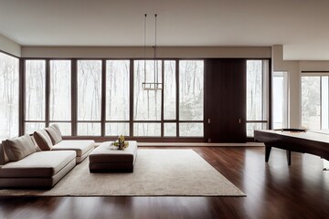 Fototapeta premium Large modern luxury living room interior in Bellevue home.