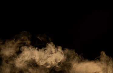 Fototapeta na wymiar yellow smoke with black background, cloud