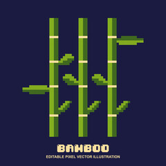 Pixel Bamboo tree icon vector illustration for video game asset, motion graphic and others	
