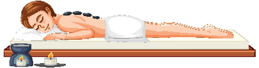 A woman lying on massage bed