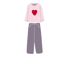 Cute pajama set, shirt, pants  isolated on white background.
Vector illustration