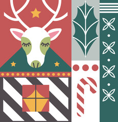 Deer and mistletoe, Christmas holiday designs