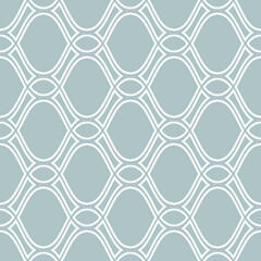 Seamless ornament. Modern background. Geometric modern pattern with white wavy lines