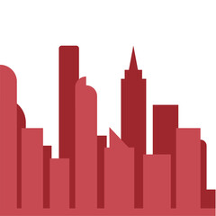 Obraz premium silhouette red city building in flat illustration vector, buiding cityscape design for background