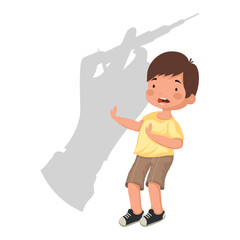 little boy with trypanophobia