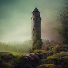 fantasy medieval castle in enchanting landscape