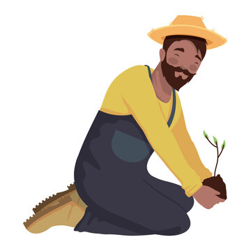 afro male farmer planting