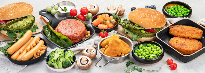 Plant based meat concept. Vegetarian lunch. Healthy eating. Go vegan.