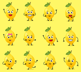 Fototapeta premium Vector Illustration Cute Lemon Character Set