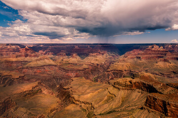Fototapeta na wymiar Grand Canyon south rim at dramatic sky with storm clouds, Arizona, USA