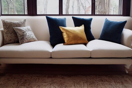 Decorated Couch With Fancy Sofa Pillow