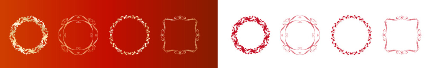 Christmas motif frame design set. Gorgeous and elegant design material