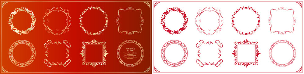 Christmas motif frame design set. Gorgeous and elegant design material
