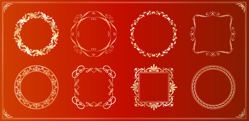 Christmas motif frame design set. Gorgeous and elegant design material